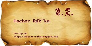 Macher Réka névjegykártya